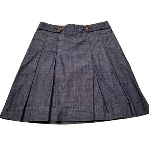 J Crew 100% cotton Denim Pleated Skirt Size 0